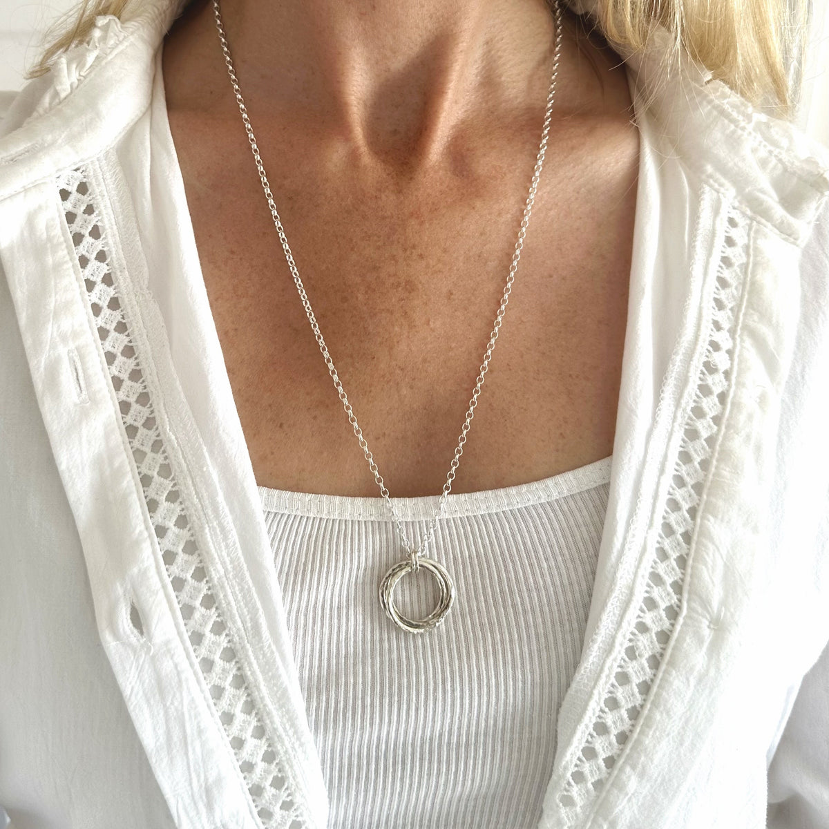 Hammered Russian Wedding Ring Necklace