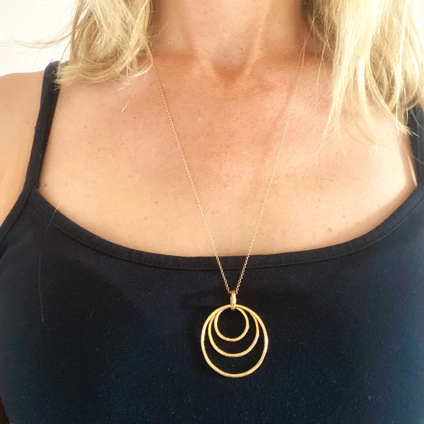 Gold Vermeil - Trio of Rings Pendant - Large