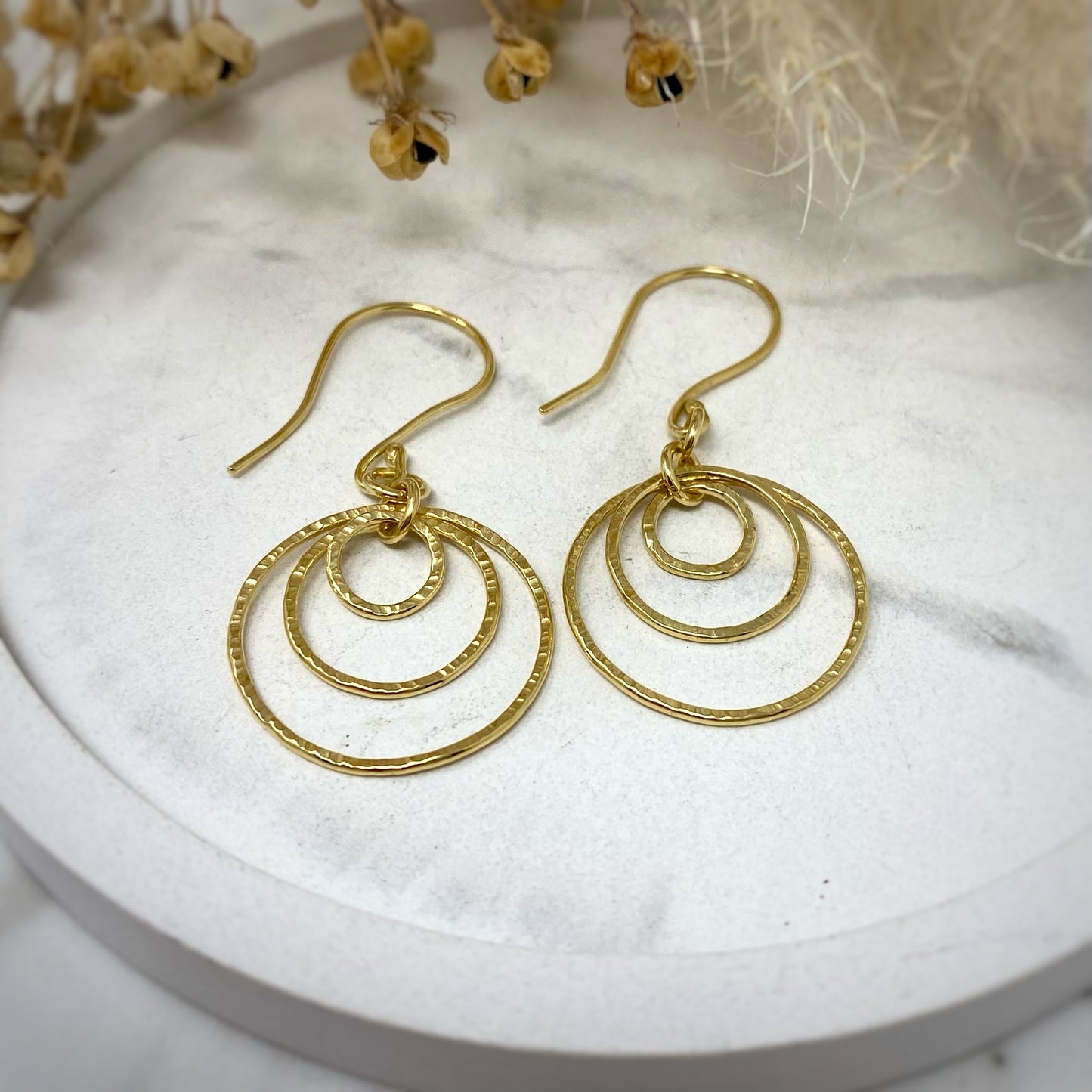 Gold Vermeil Trio of Rings Earrings
