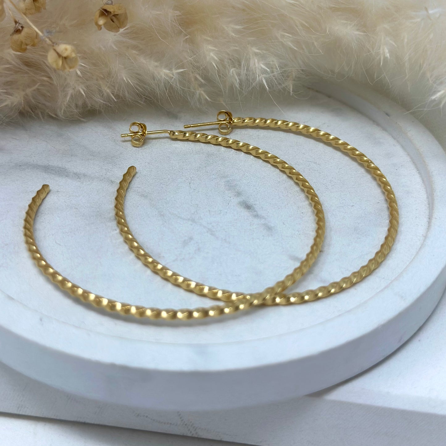 Gold Vermeil Dainty Twist Hoops - Statement - New Size