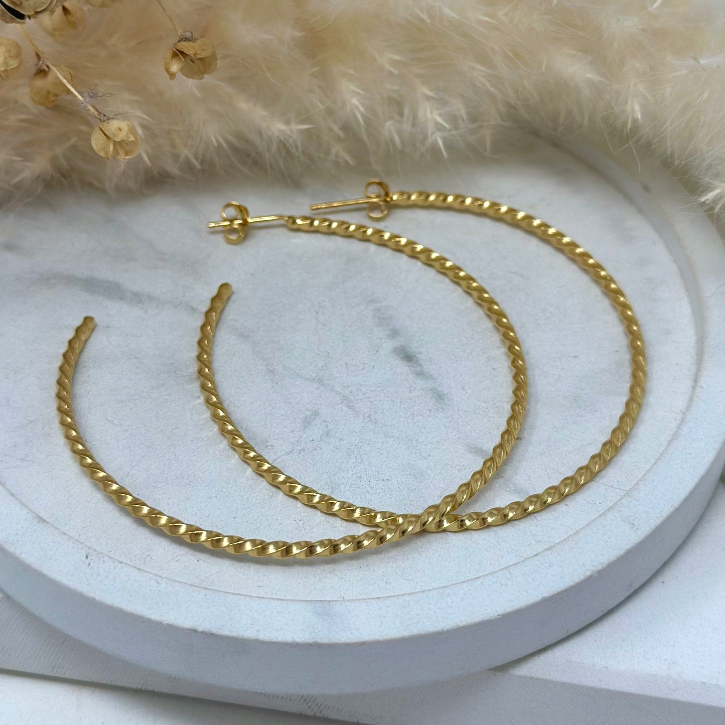 Gold Vermeil Dainty Twist Hoops - Statement - New Size