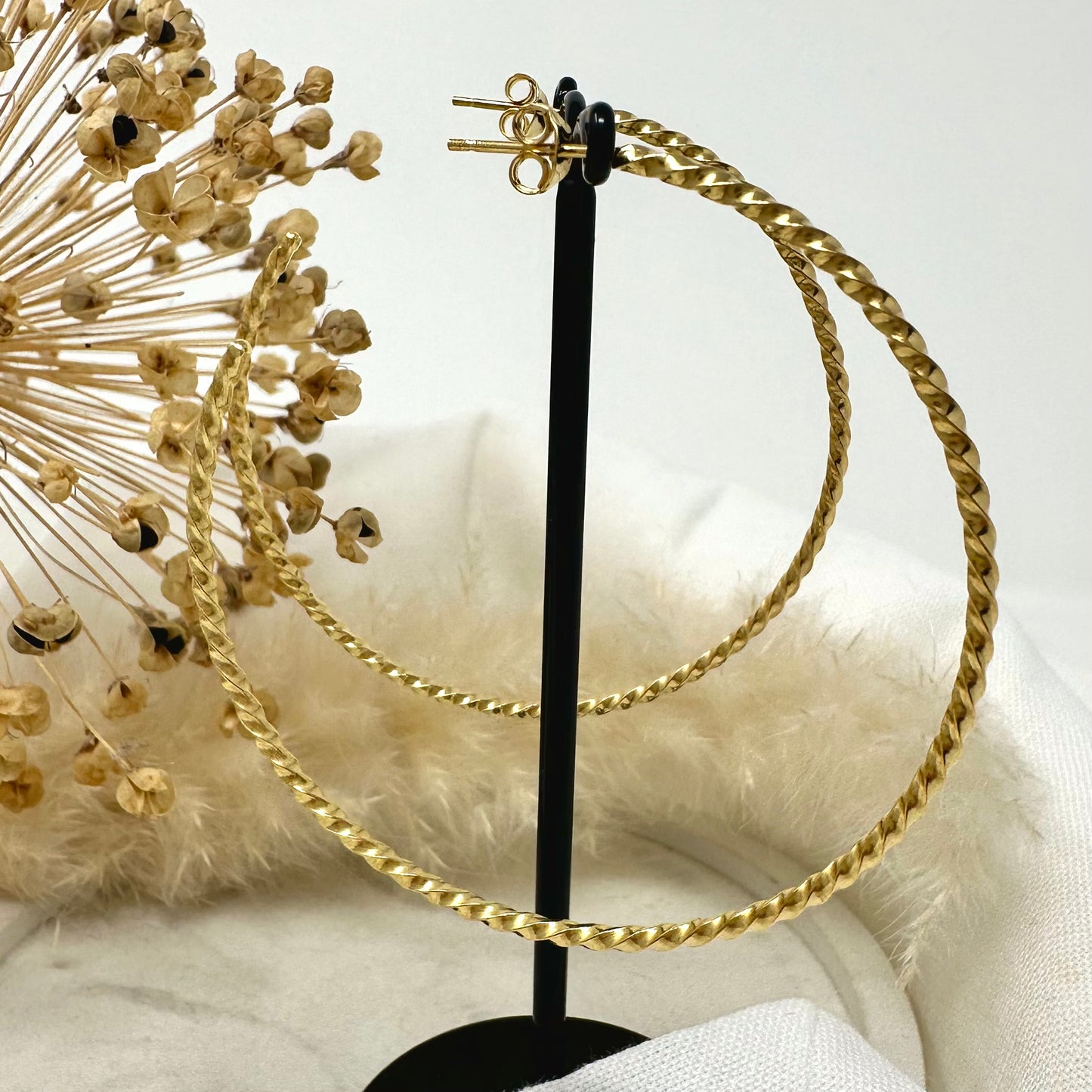 Gold Vermeil Dainty Twist Hoops - Statement - New Size