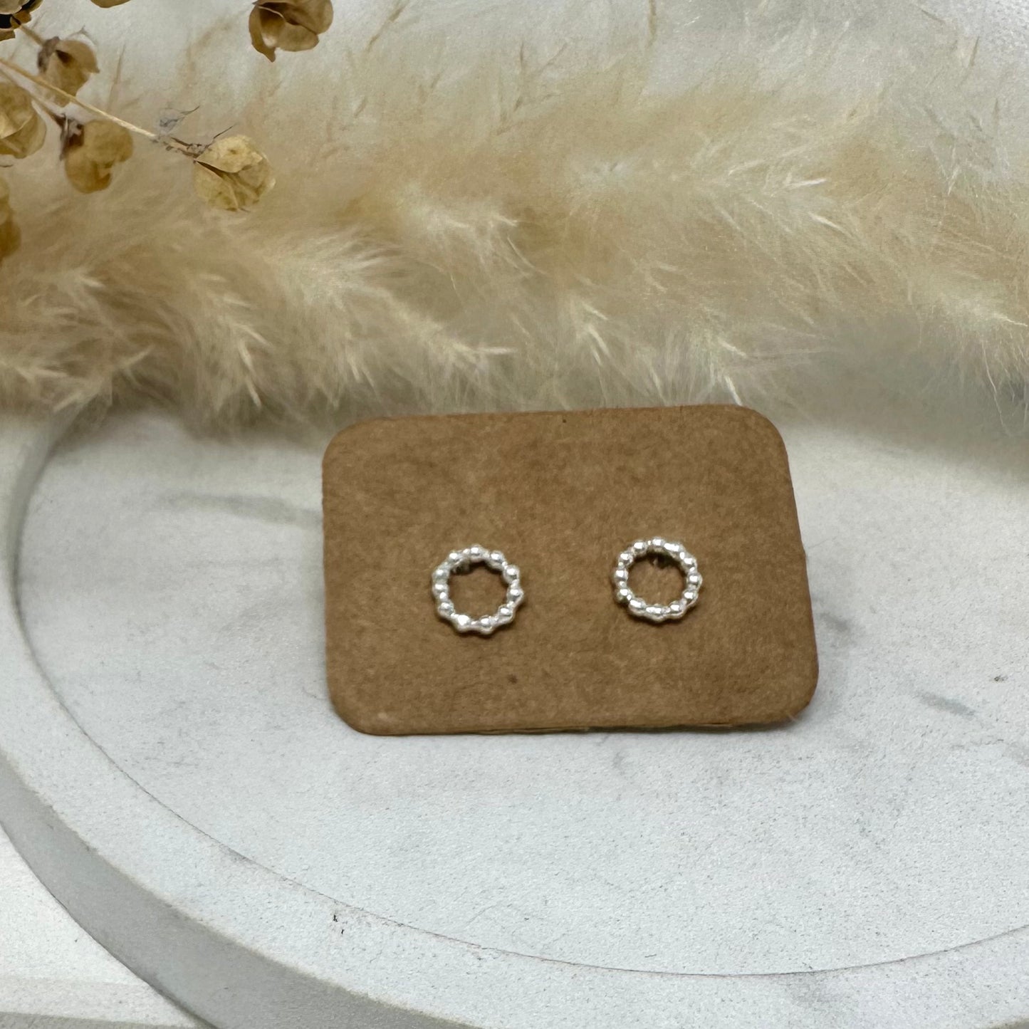Dainty Beaded Circle Studs
