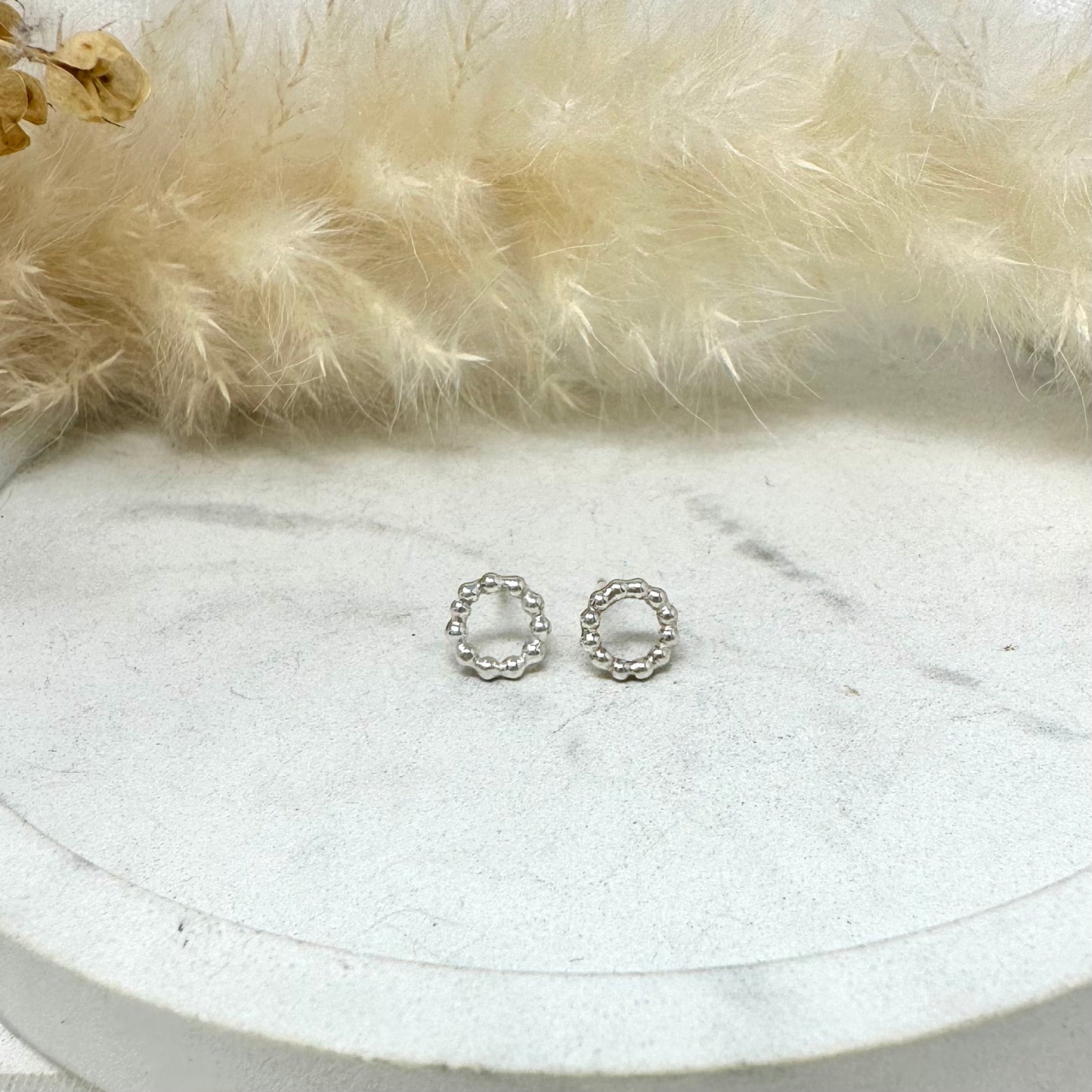 Dainty Beaded Circle Studs