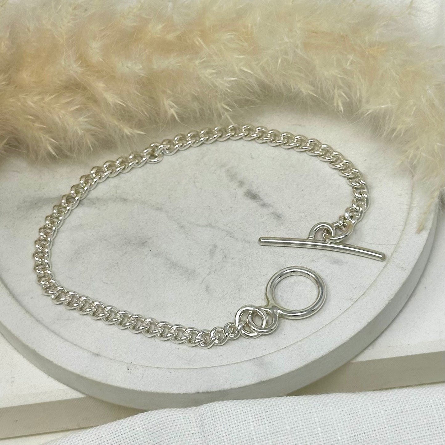 Curb Chain Bracelet with T-Bar Clasp