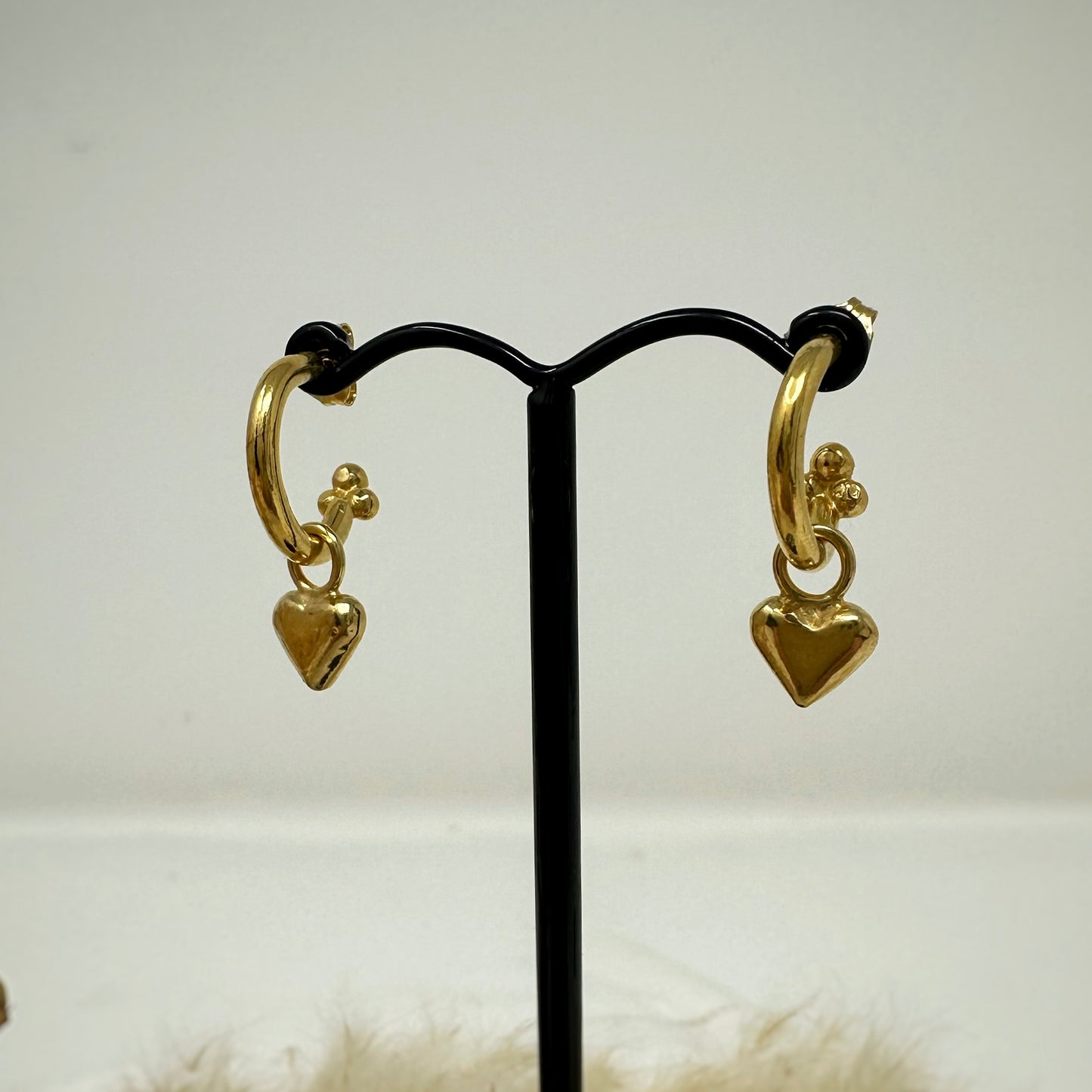 Gold Vermeil Cosmos Hoops with Heart Charms