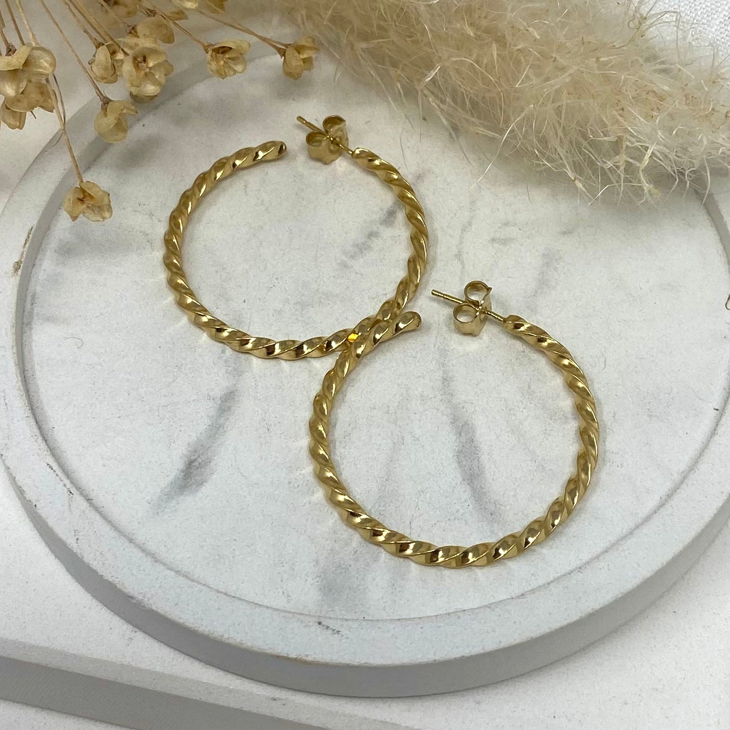 Gold Vermeil - Chunky Twist Hoops - Large