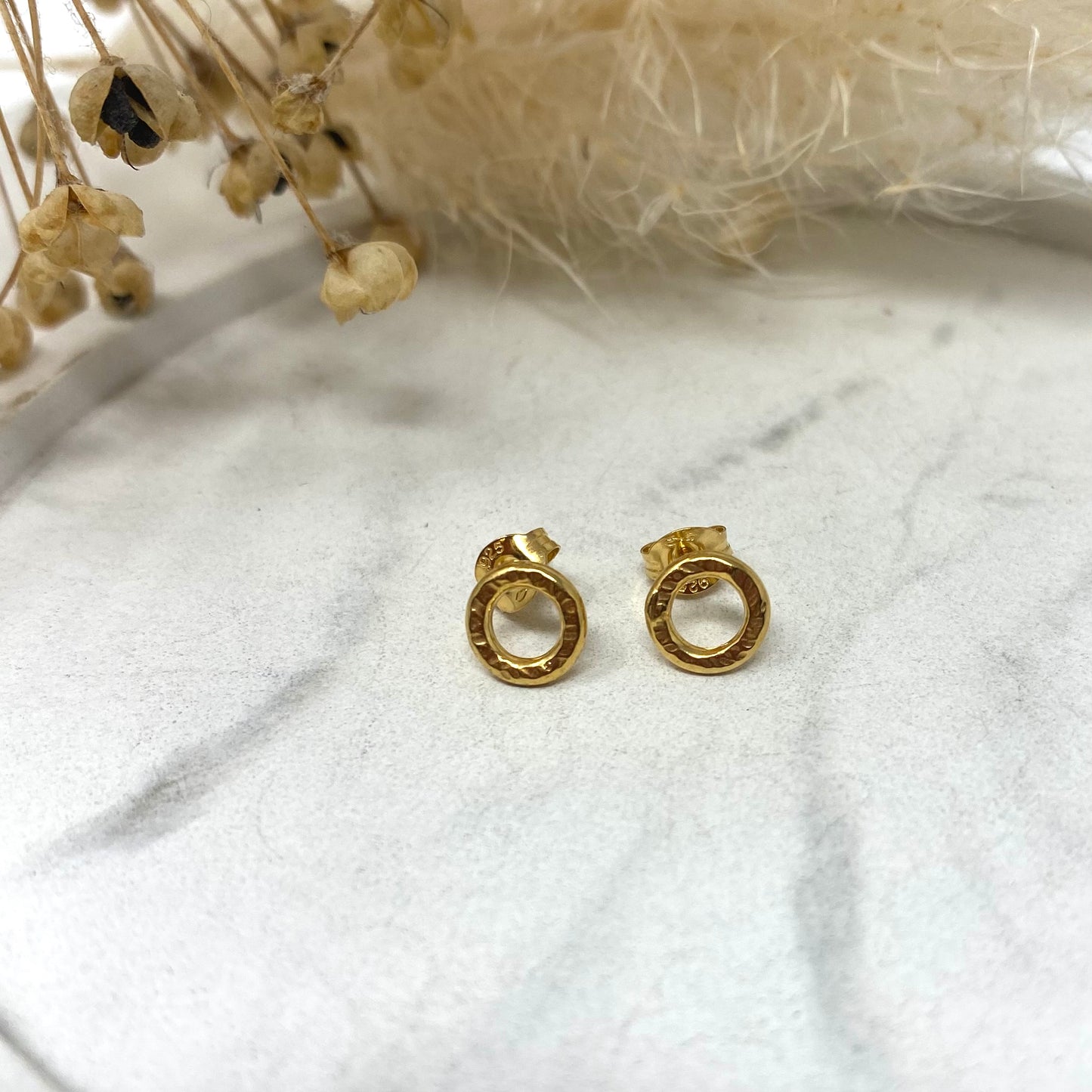Gold Vermeil - Studs - Hammered Circles