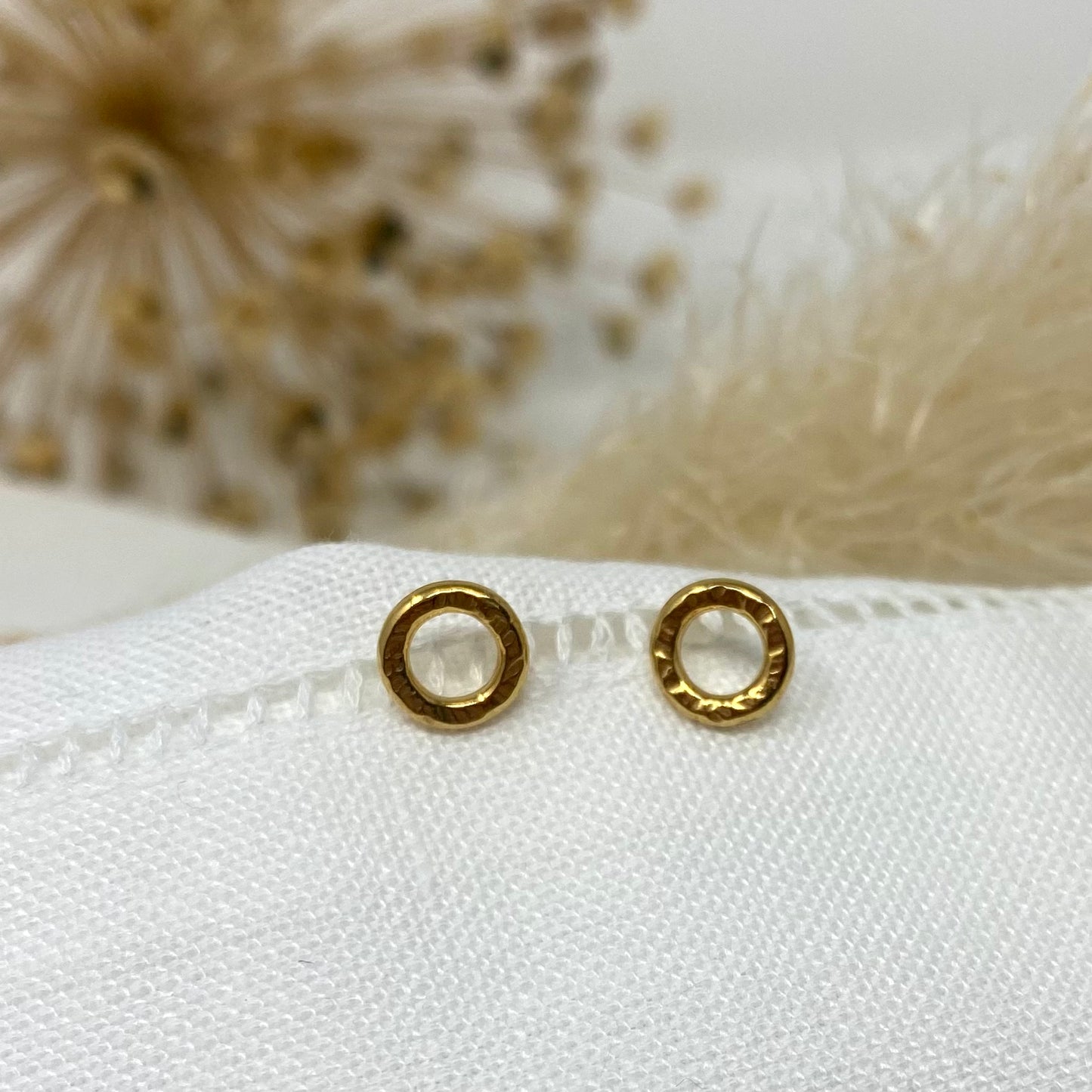 Gold Vermeil - Studs - Hammered Circles