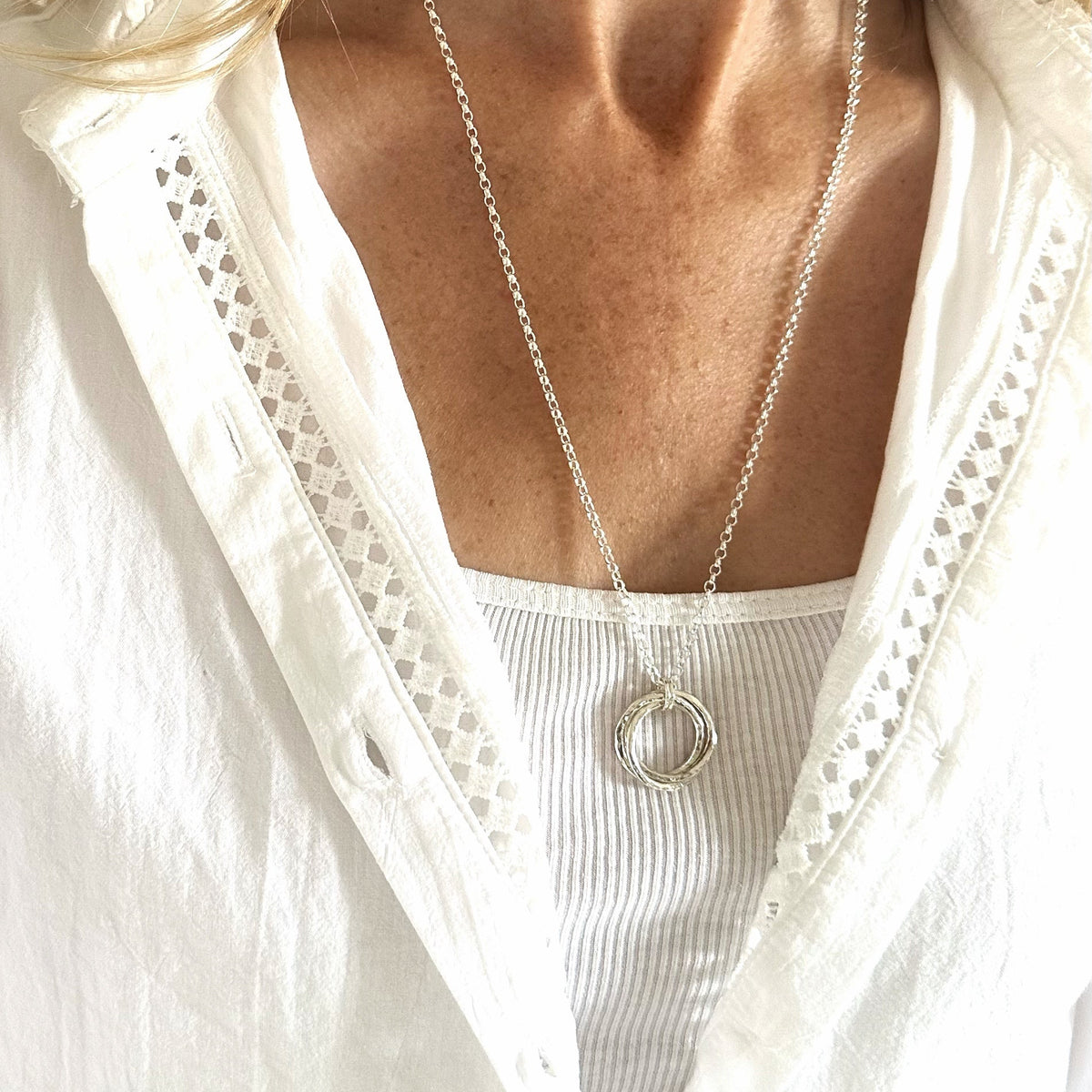 Hammered Russian Wedding Ring Necklace