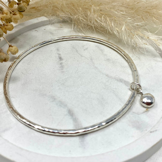Hammered Bangle with Silver Pip