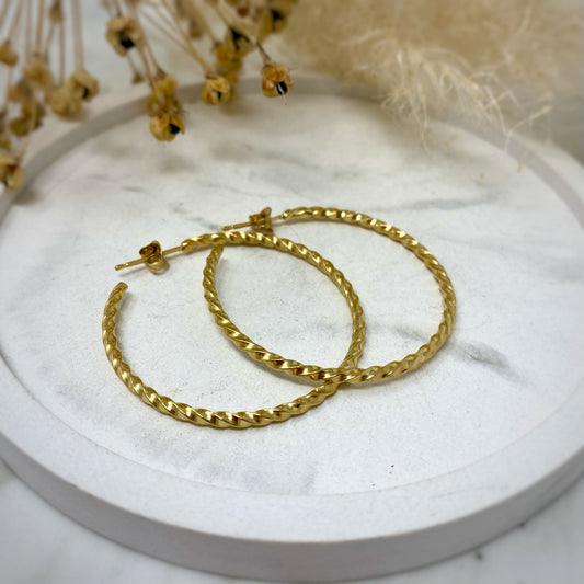 Gold Vermeil Dainty Twist Hoops - Large