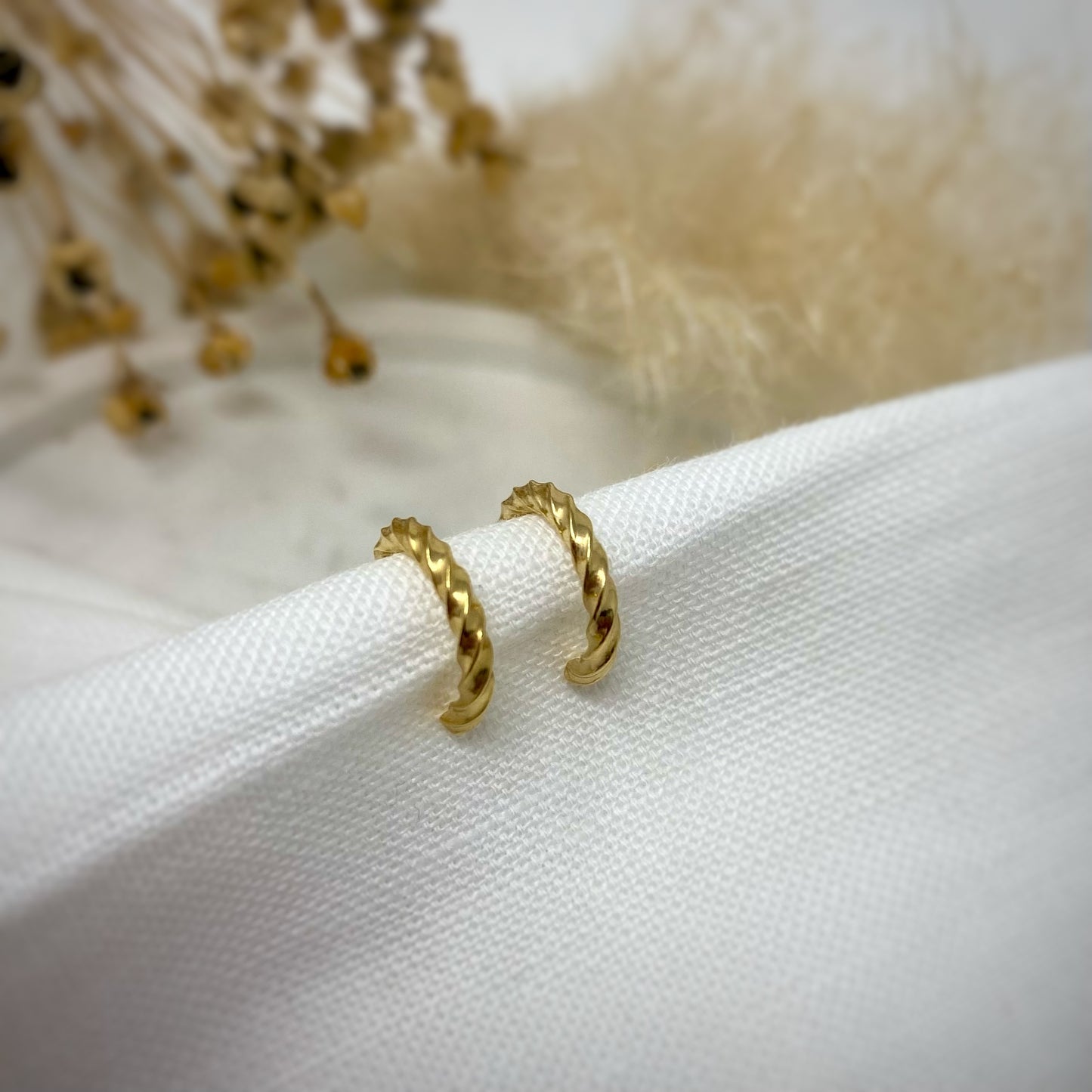 Gold Vermeil - Dainty Twist Hoops - Mini