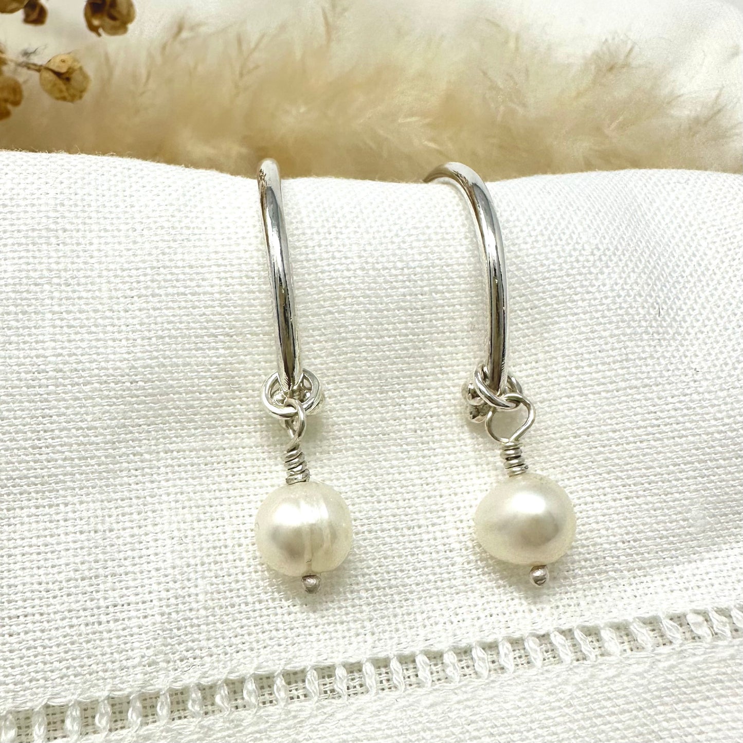 Cosmos Large Hoop Earrings - with pearl drops