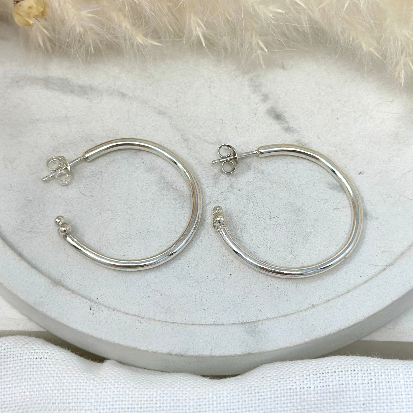 Cosmos Large Hoop Earrings - with pearl drops