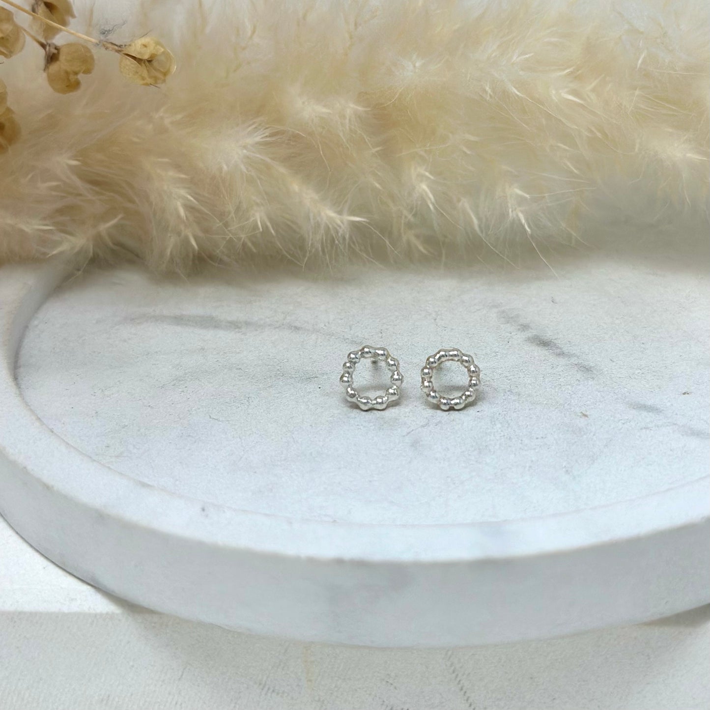 Dainty Beaded Circle Studs