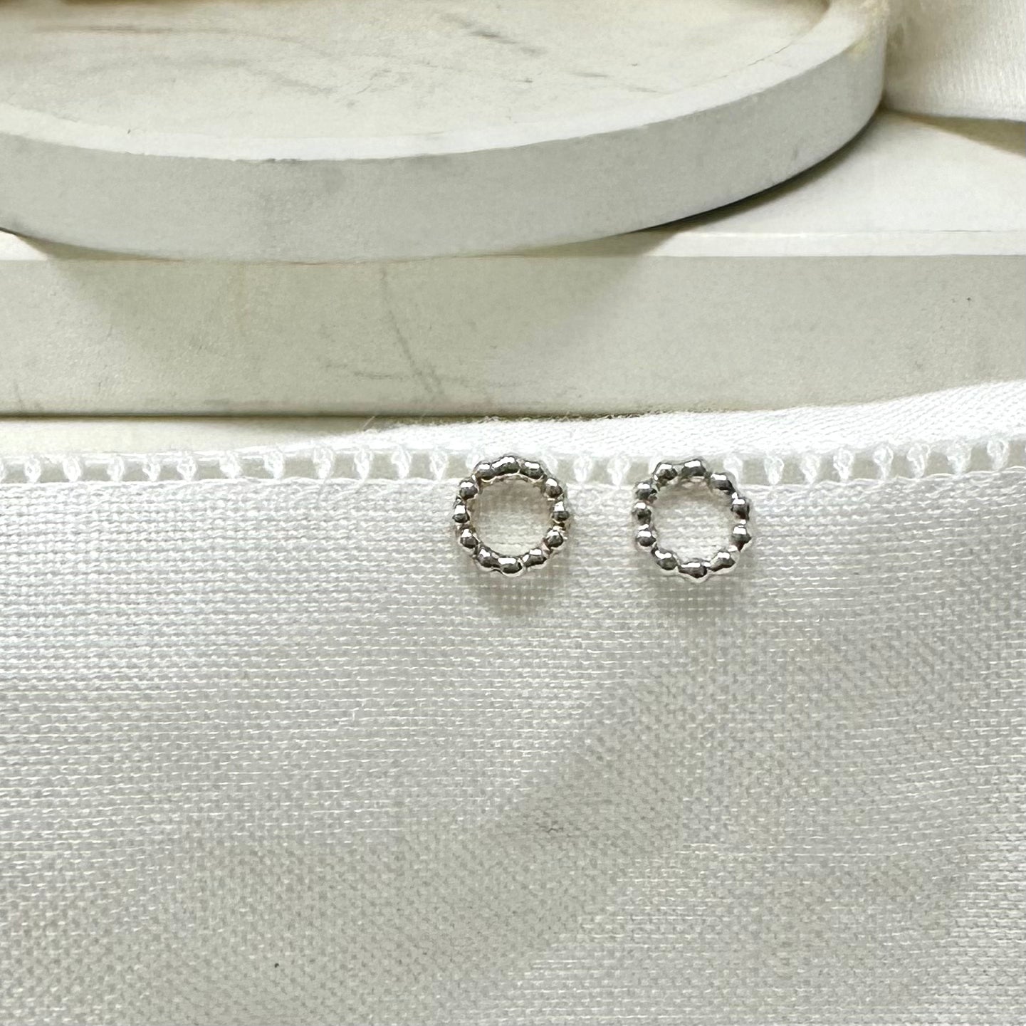Dainty Beaded Circle Studs