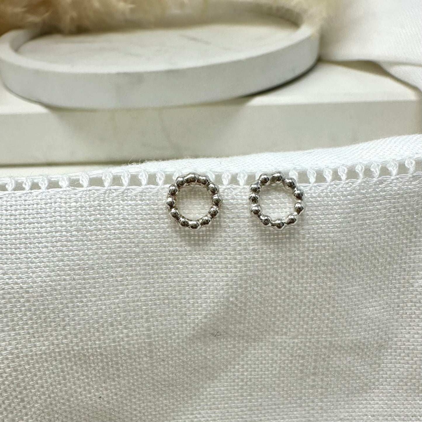 Dainty Beaded Circle Studs