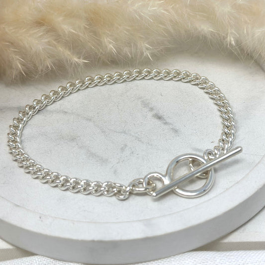 Curb Chain Bracelet with T-Bar Clasp