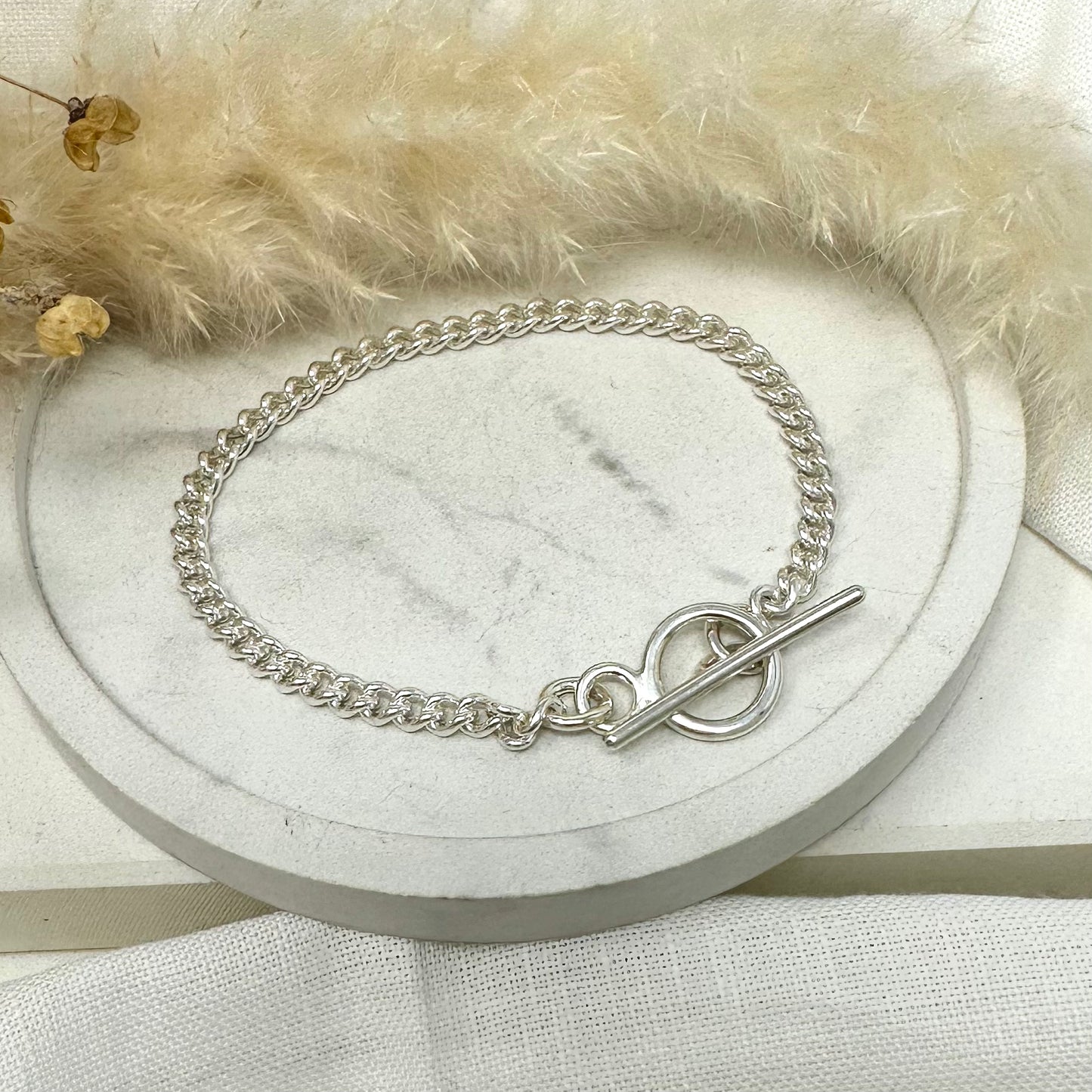 Curb Chain Bracelet with T-Bar Clasp