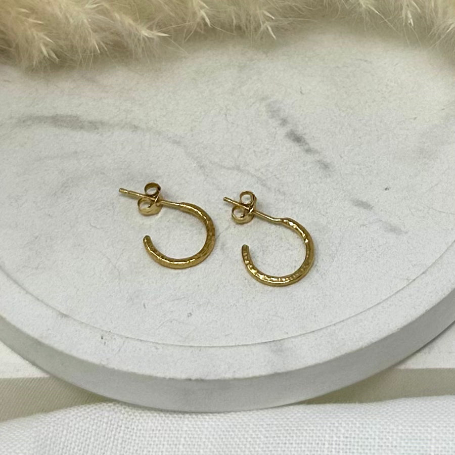 Gold Vermeil Hammered Hoop Earrings - Mini