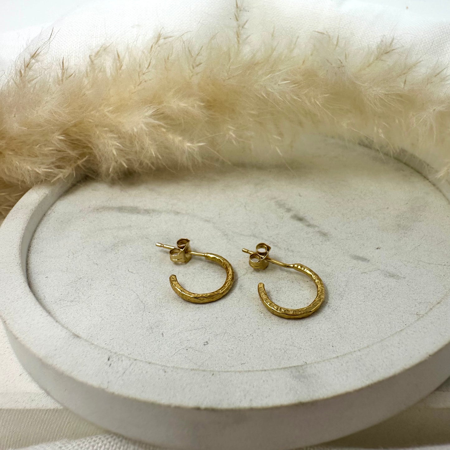 Gold Vermeil Hammered Hoop Earrings - Mini