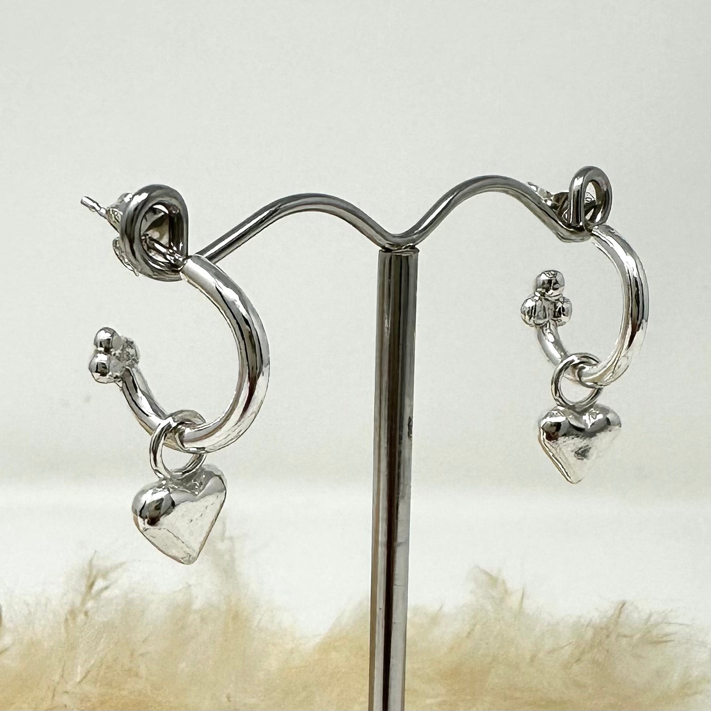Cosmos Hoops with Heart Charms