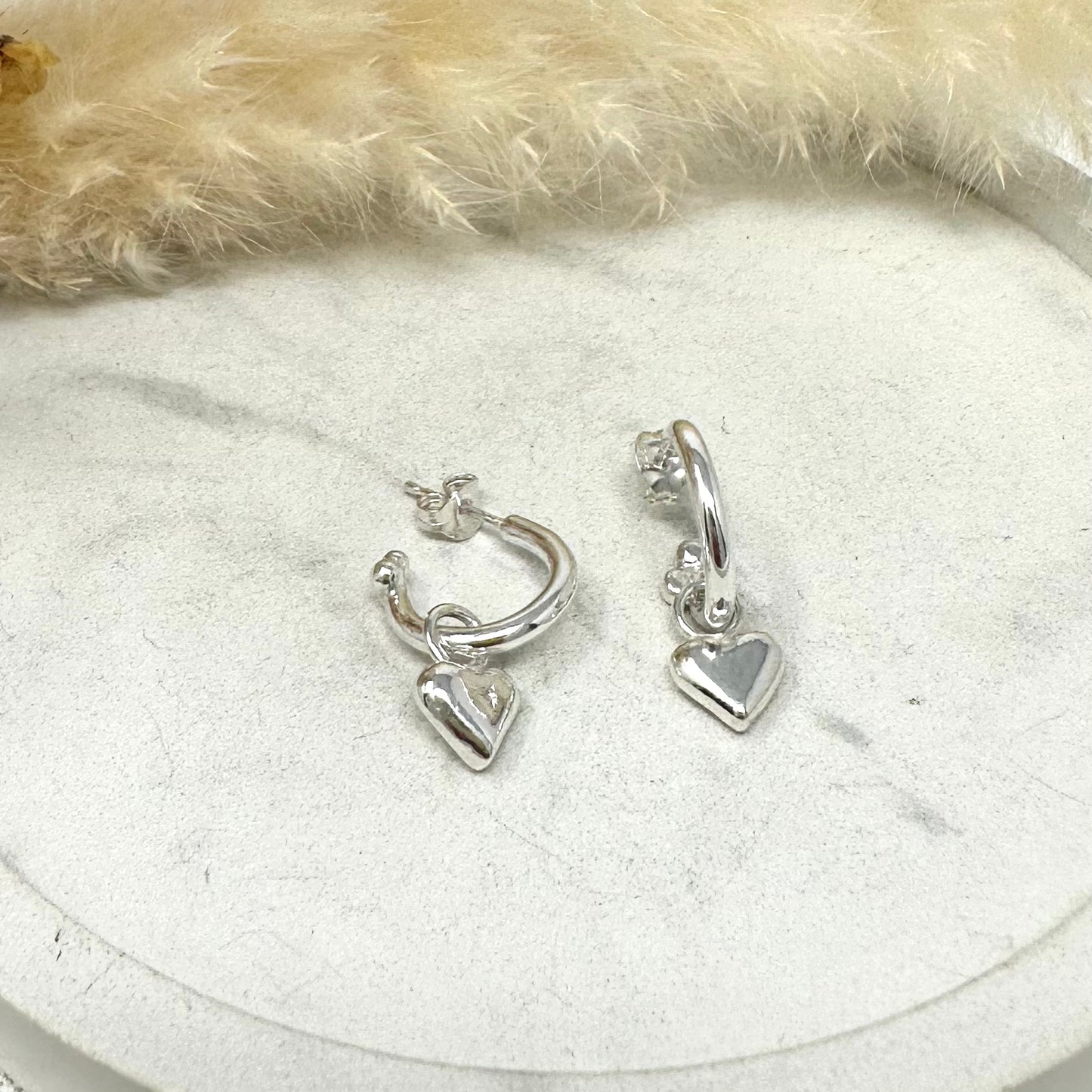 Cosmos Hoops with Heart Charms