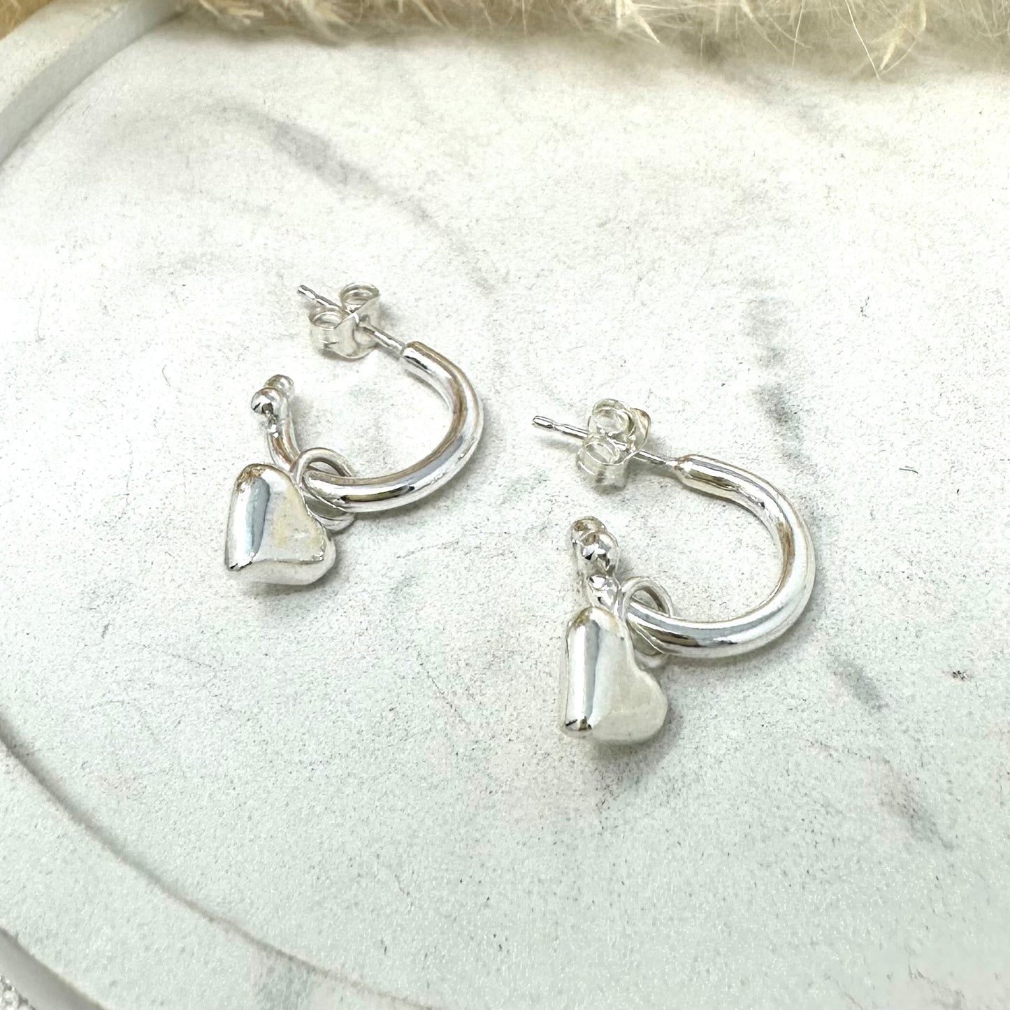 Cosmos Hoops with Heart Charms