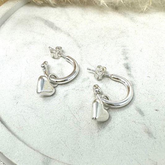 Cosmos Hoops with Heart Charms