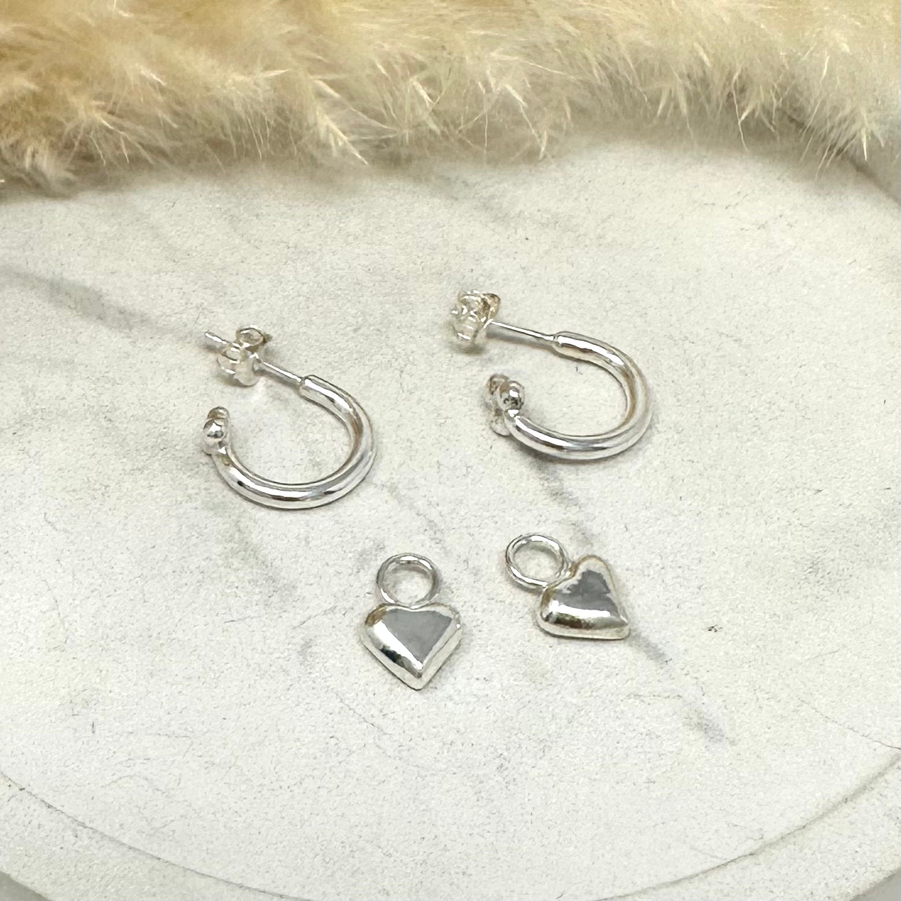 Cosmos Hoops with Heart Charms