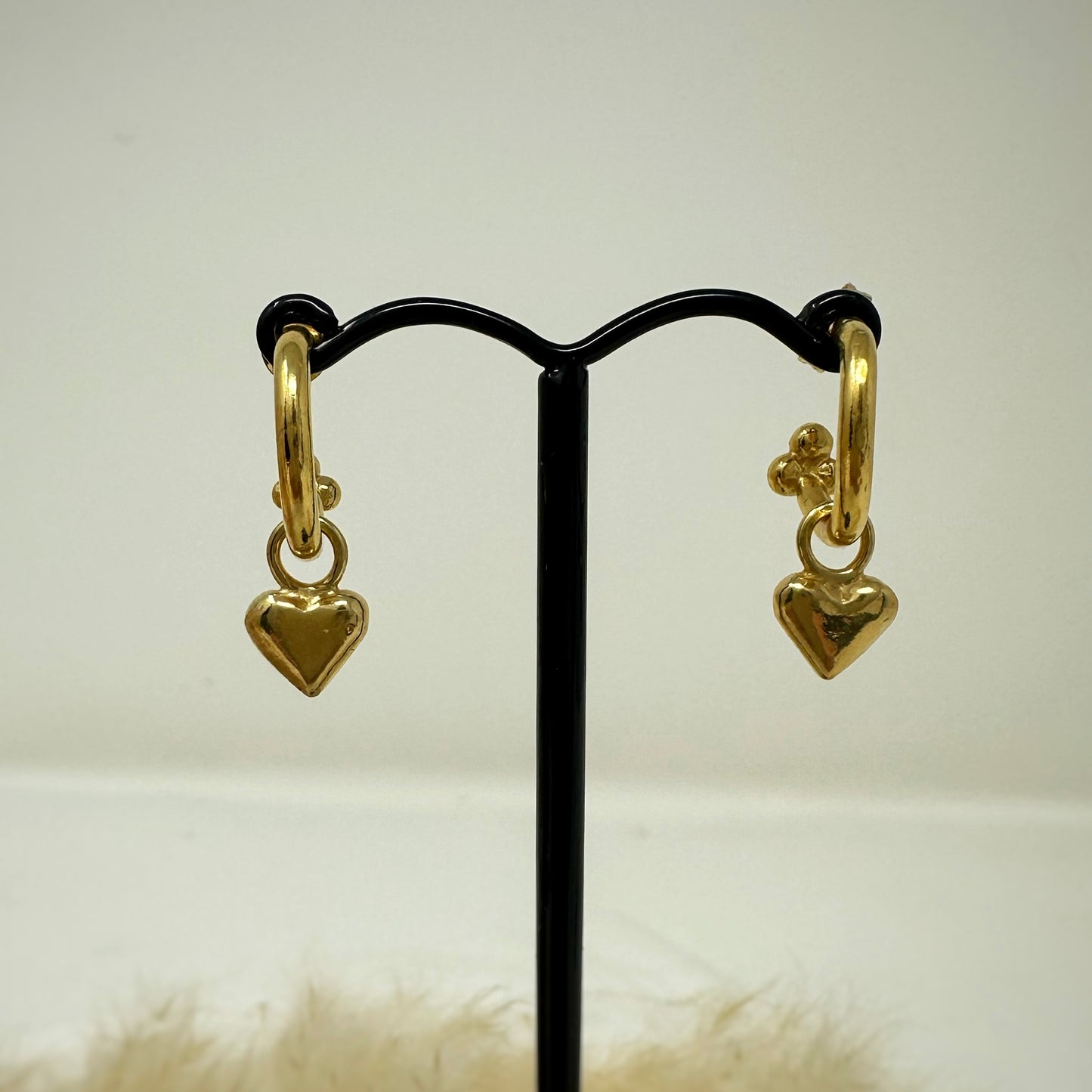 Gold Vermeil Cosmos Hoops with Heart Charms